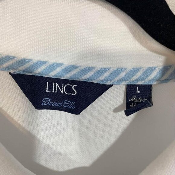 lincs by David Chu polo golf shirt. Size mens Large. White. 100% cotton. - Picture 3 of 8